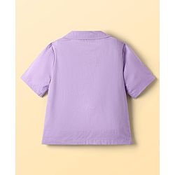 Pine Kids Cotton Woven Half Sleeves Solid Color Shirt Style Top with Inner Tee - Lavender