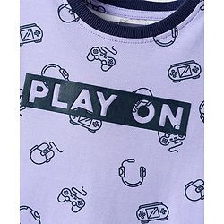 Pine Kids Single Jersey Knit Half Sleeves Co-ords Night Suit with Gaming Theme Print - Light Blue