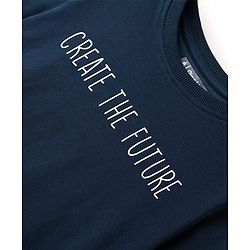 Pine Kids Single Jersey Knit Half Sleeves Night Wear With Text & Star Print - Navy Blue & Grey