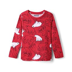 Pine Kids Single Jersey Knit Full Sleeves Co-Ord Night Suit With Polar Bear Print - Red