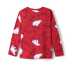 Pine Kids Single Jersey Knit Full Sleeves Co-Ord Night Suit With Polar Bear Print - Red