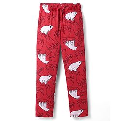 Pine Kids Single Jersey Knit Full Sleeves Co-Ord Night Suit With Polar Bear Print - Red