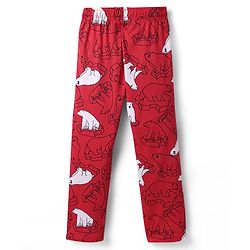 Pine Kids Single Jersey Knit Full Sleeves Co-Ord Night Suit With Polar Bear Print - Red