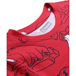 Pine Kids Single Jersey Knit Full Sleeves Co-Ord Night Suit With Polar Bear Print - Red
