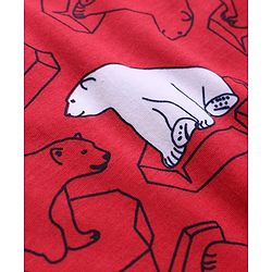 Pine Kids Single Jersey Knit Full Sleeves Co-Ord Night Suit With Polar Bear Print - Red