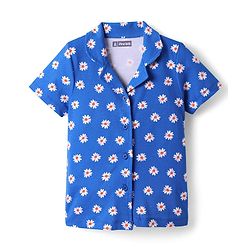 Pine Kids Single Jersey Knit Half Sleeves Co-Ord Night Suit With Floral Print - Blue