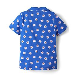 Pine Kids Single Jersey Knit Half Sleeves Co-Ord Night Suit With Floral Print - Blue