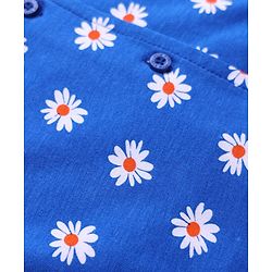Pine Kids Single Jersey Knit Half Sleeves Co-Ord Night Suit With Floral Print - Blue