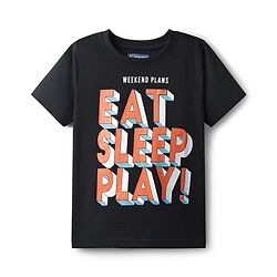 Pine Kids Single Jersey Knit Half Sleeves Night Suit with Text Print - Black