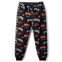 Pine Kids Single Jersey Knit Half Sleeves Night Suit with Text Print - Black