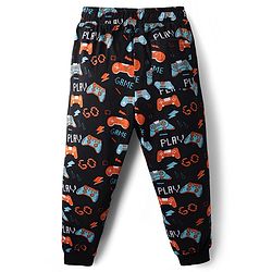 Pine Kids Single Jersey Knit Half Sleeves Night Suit with Text Print - Black