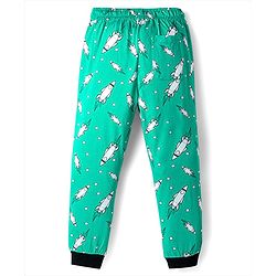 Pine Kids Single Jersey Knit Half Sleeves Co-ords Night Suit With Rocket Print - Green
