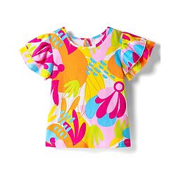 Pine Kids Cotton Knit Half Sleeves Floral Printed Top - Multicolor