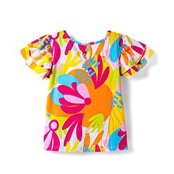 Pine Kids Cotton Knit Half Sleeves Floral Printed Top - Multicolor