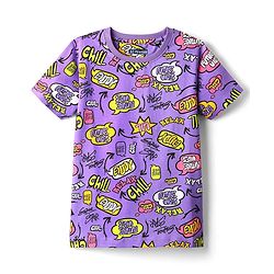 Pine Kids Single Jersey Knit Half Sleeves Co-ord Night Suit  with Chill & Relax Text Print - Purple