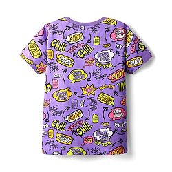 Pine Kids Single Jersey Knit Half Sleeves Co-ord Night Suit  with Chill & Relax Text Print - Purple