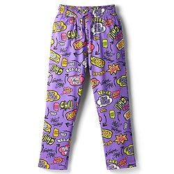 Pine Kids Single Jersey Knit Half Sleeves Co-ord Night Suit  with Chill & Relax Text Print - Purple