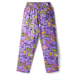 Pine Kids Single Jersey Knit Half Sleeves Co-ord Night Suit  with Chill & Relax Text Print - Purple