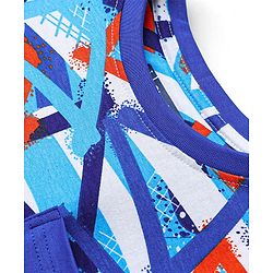 Pine Kids Single Jersey Knit Half Sleeves Co-ords Night Suit With Abstract Print - Royal Blue