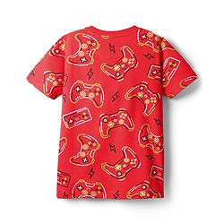 Pine Kids Single Jersey Knit Half Sleeves Night Suit  Co-ord  with Gaming Text Print - Red