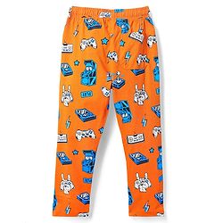 Pine Kids Single Jersey Knit Half Sleeves Co-ords Night Suit With Game Print - Orange