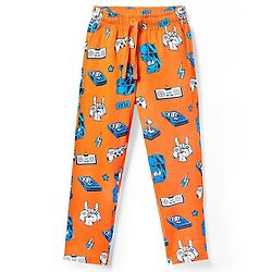 Pine Kids Single Jersey Knit Half Sleeves Co-ords Night Suit With Game Print - Orange