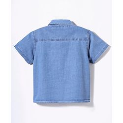 Pine Kids Cotton Woven Half Sleeves Solid Color Knotted Top - Light Blue