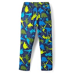 Pine Kids Single Jersey Knit Half Sleeves Night Suit With Dino Print - Lime Green & Navy Blue