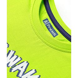 Pine Kids Single Jersey Knit Half Sleeves Night Suit With Dino Print - Lime Green & Navy Blue