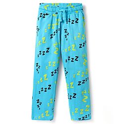 Pine Kids Single Jersey Knit Half Sleeves Co-Ord Night Suit with Text Zzzzz Text Print - Yellow & Light Blue