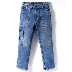Pine Kids Denim Woven Full Length Washed Jeans - Blue
