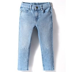 Pine Kids Denim Woven Full Length Washed Jeans - Light Blue