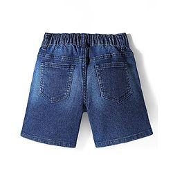Pine Kids Denim Woven Above Knee Length Washed Shorts With Text Prints - Navy Blue