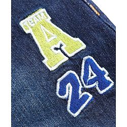 Pine Kids Denim Woven Full Length Washed Jean with Sporty Patch - Navy Blue