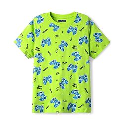 Pine Kids Single Jersey Knit Half Sleeves Co-Ord Night Suit With Gaming Print Theme - Limegreen