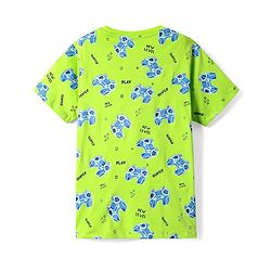 Pine Kids Single Jersey Knit Half Sleeves Co-Ord Night Suit With Gaming Print Theme - Limegreen
