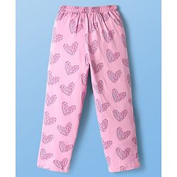 Pine Kids Single Jersey Knit Half Sleeves Night Suit With Hearts Print - Pink