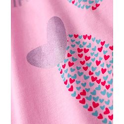Pine Kids Single Jersey Knit Half Sleeves Night Suit With Hearts Print - Pink