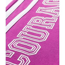 Pine Kids Cotton Knit Full Length Lounge Pant With Text Print & Tape Detailing - Violet