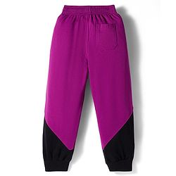 Pine Kids Cotton Knit Full Length Lounge Pant With Text Print & Tape Detailing - Violet