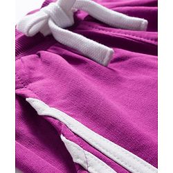 Pine Kids Cotton Knit Full Length Lounge Pant With Text Print & Tape Detailing - Violet