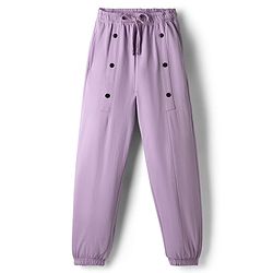 Pine Kids Cotton Knit Full Length Lounge Pant with Button Detailing - Lavender