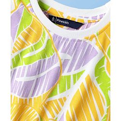 Pine Kids Cotton Knit Half Sleeves Frocks With Abstract Print - Yellow