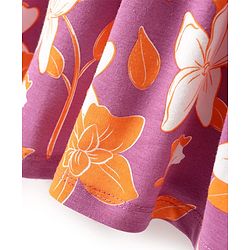 Pine Kids Cotton Knit Half Sleeves Frock With Floral Print - Fuchsia