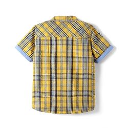 Pine Kids Cotton Woven Half Sleeves Checks Shirt - Yellow