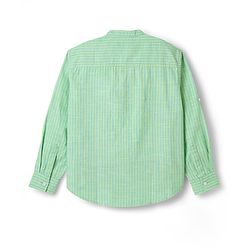 Pine Kids 100% Cotton Full Sleeves Stripes Shirt With Mandarin Collar - Light Green