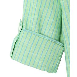 Pine Kids 100% Cotton Full Sleeves Stripes Shirt With Mandarin Collar - Light Green