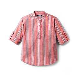 Pine Kids 100% Cotton Full Sleeves Stripes Shirt With Mandarin Collar - Multicolour