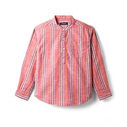 Pine Kids 100% Cotton Full Sleeves Stripes Shirt With Mandarin Collar - Multicolour