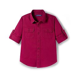 Pine Kids Cotton Woven Full Sleeves Solid Colour Shirt - Maroon